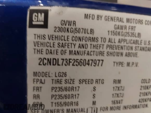 ✅ 2005 Chevrolet Equinox LT • VIN: 2CNDL73F256047977 • Лот: 41566887. Опубликован ранее на IAAI с пробегом 148 862 миль. Бесплатный доступ к архиву аукционных продаж из США и подробный отчёт об истории автомобиля на DreamBid. Изображение 9.