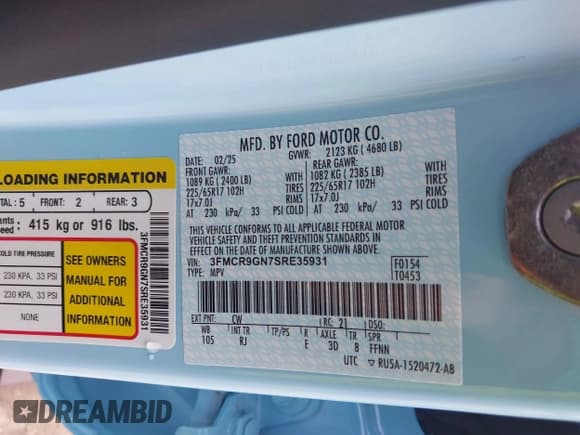 ✅ 2025 Ford Bronco Sport Heritage • VIN: 3FMCR9GN7SRE35931 • Lot: 42673390. Listed on IAAI with 930 mi. Free auction sales archive from the USA and detailed vehicle history report at DreamBid. Image 9.