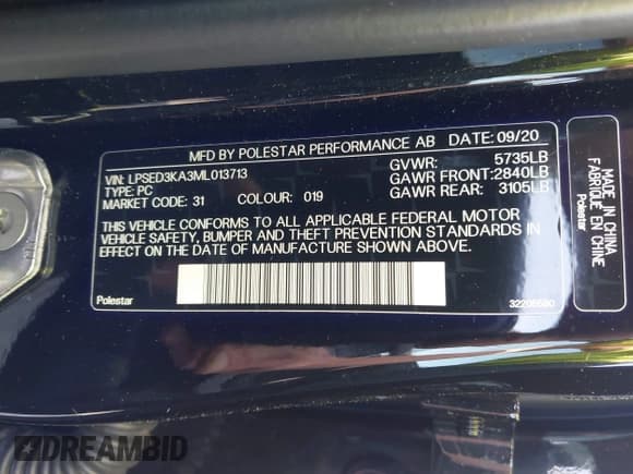 ✅ 2021 Polestar 2 Launch Edition • VIN: LPSED3KA3ML013713 • Лот: 42167958. Опубликован ранее на IAAI с пробегом 31 755 миль. Бесплатный доступ к архиву аукционных продаж из США и подробный отчёт об истории автомобиля на DreamBid. Изображение 9.