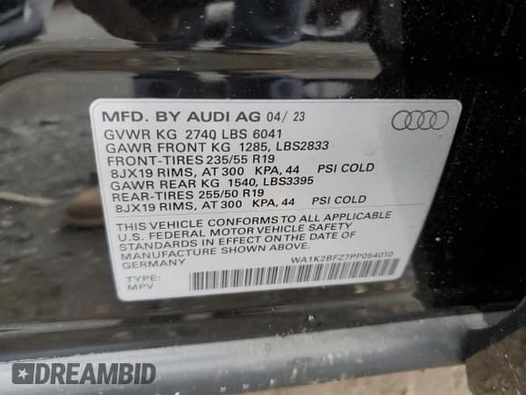 ✅ 2023 Audi Q4 e-tron • VIN: WA1K2BFZ7PP054010 • Lot: 63114103. Listed on Copart with Not provided. Free auction sales archive from the USA and detailed vehicle history report at DreamBid. Image 12.