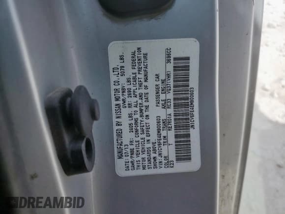 ✅ 2014 Infiniti Q60 • VIN: JN1CV6FE4EM900603 • Lot: 65446035. Listed on Copart with 116,435 mi. Free auction sales archive from the USA and detailed vehicle history report at DreamBid. Image 13.