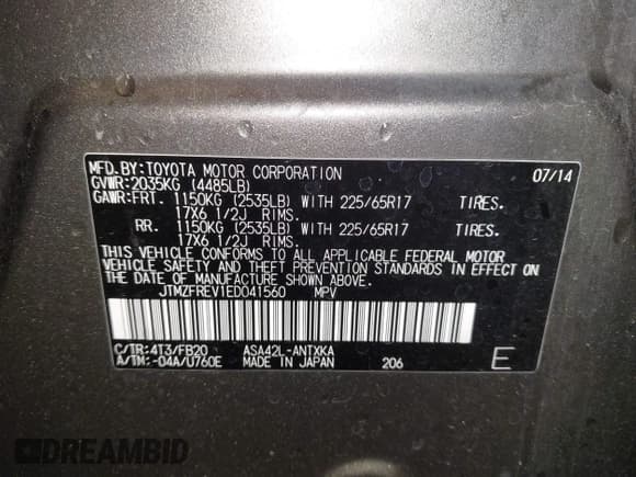✅ 2014 Toyota RAV4 LE • VIN: JTMZFREV1ED041560 • Lot: 43762821. Wystawiony na IAAI z przebiegiem 116 322 mil. Bezpłatny archiwum sprzedaży aukcyjnych z USA i szczegółowy raport historii pojazdu na DreamBid. Zdjęcie 9.