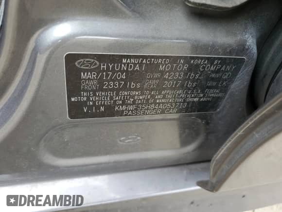 2004 Hyundai Sonata GLS с VIN KMHWF35H84A053713, выставлен на аукционе Copart как лот 47897725 с пробегом 158 529 миль миль и Списание • Salvage title. История ставок и продаж доступна на DreamBid. Изображение 14.