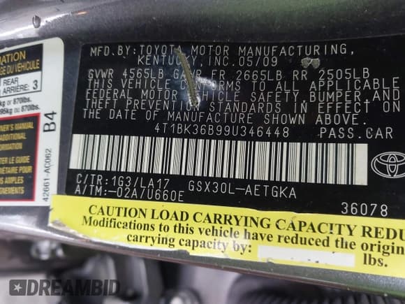 ✅ 2009 Toyota Avalon XL • VIN: 4T1BK36B99U346448 • Lot: 42609657. Wystawiony na IAAI z przebiegiem Nie podano. Bezpłatny archiwum sprzedaży aukcyjnych z USA i szczegółowy raport historii pojazdu na DreamBid. Zdjęcie 9.