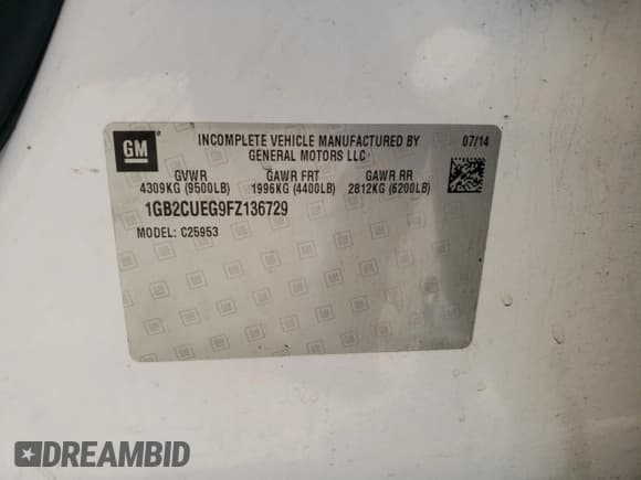 ✅ 2015 Chevrolet Silverado 2500HD Work Truck • VIN: 1GB2CUEG9FZ136729 • Lot: 43438215. Listed on Copart with Not provided. Free auction sales archive from the USA and detailed vehicle history report at DreamBid. Image 14.