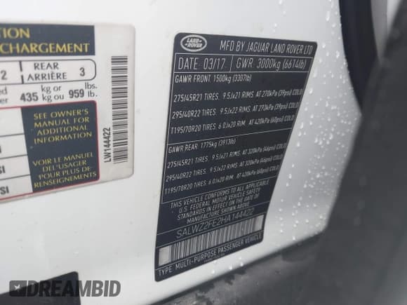 ✅ 2017 Land Rover Range Rover Sport SVR • VIN: SALWZ2FE2HA144422 • Lot: 42331478. Wystawiony na IAAI z przebiegiem 63 800 mil. Bezpłatny archiwum sprzedaży aukcyjnych z USA i szczegółowy raport historii pojazdu na DreamBid. Zdjęcie 9.