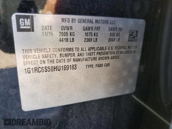 ✅ 2017 Chevrolet Volt LT • VIN: 1G1RC6S50HU169183 • Lot: 82599475. Wystawiony na Copart z przebiegiem 152 018 mil. Bezpłatny archiwum sprzedaży aukcyjnych z USA i szczegółowy raport historii pojazdu na DreamBid. Zdjęcie 12.