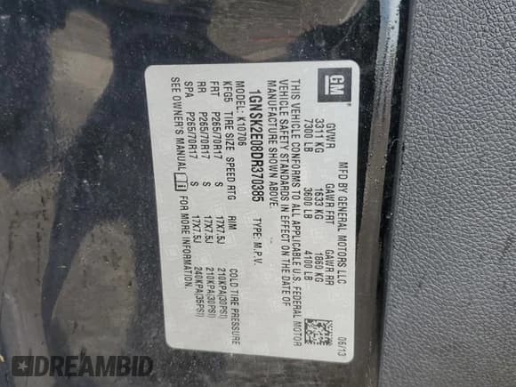 ✅ 2013 Chevrolet Tahoe Commercial • VIN: 1GNSK2E08DR370385 • Lot: 82226895. Wystawiony na Copart z przebiegiem 137 836 mil. Bezpłatny archiwum sprzedaży aukcyjnych z USA i szczegółowy raport historii pojazdu na DreamBid. Zdjęcie 13.