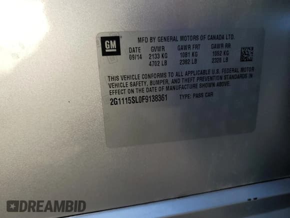 ✅ 2015 Chevrolet Impala LT • VIN: 2G1115SL0F9138361 • Лот: 81192904. Опубликован ранее на Copart с пробегом 155 076 миль. Бесплатный доступ к архиву аукционных продаж из США и подробный отчёт об истории автомобиля на DreamBid. Изображение 12.