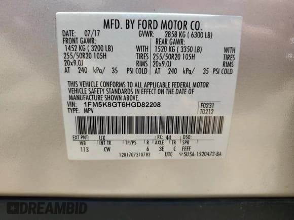 ✅ 2017 Ford Explorer Sport • VIN: 1FM5K8GT6HGD82208 • Lot: 57868365. Wystawiony na Copart z przebiegiem 77 072 mil. Bezpłatny archiwum sprzedaży aukcyjnych z USA i szczegółowy raport historii pojazdu na DreamBid. Zdjęcie 13.