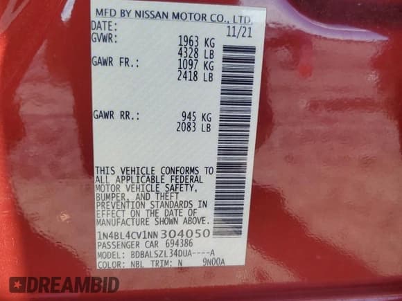 ✅ 2022 Nissan Altima SR • VIN: 1N4BL4CV1NN304050 • Лот: 90929785. Опубликован ранее на Copart с пробегом 76 023 миль. Бесплатный доступ к архиву аукционных продаж из США и подробный отчёт об истории автомобиля на DreamBid. Изображение 12.