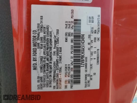 ✅ 2010 Ford Mustang GT • VIN: 1ZVBP8CHXA5143494 • Lot: 90030625. Listed on Copart with 92,742 mi. Free auction sales archive from the USA and detailed vehicle history report at DreamBid. Image 13.