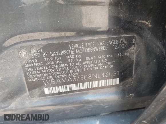✅ 2008 BMW 3 Series 328i • VIN: WBAVA37508NL46051 • Lot: 42975824. Wystawiony na IAAI z przebiegiem 155 487 mil. Bezpłatny archiwum sprzedaży aukcyjnych z USA i szczegółowy raport historii pojazdu na DreamBid. Zdjęcie 9.