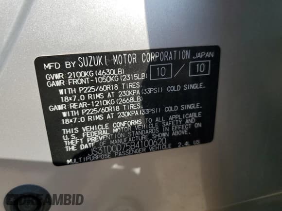 ✅ 2011 Suzuki Grand Vitara Limited • VIN: JS3TD0D75B4100620 • Lot: 75807854. Wystawiony na Copart z przebiegiem 80 268 mil. Bezpłatny archiwum sprzedaży aukcyjnych z USA i szczegółowy raport historii pojazdu na DreamBid. Zdjęcie 12.