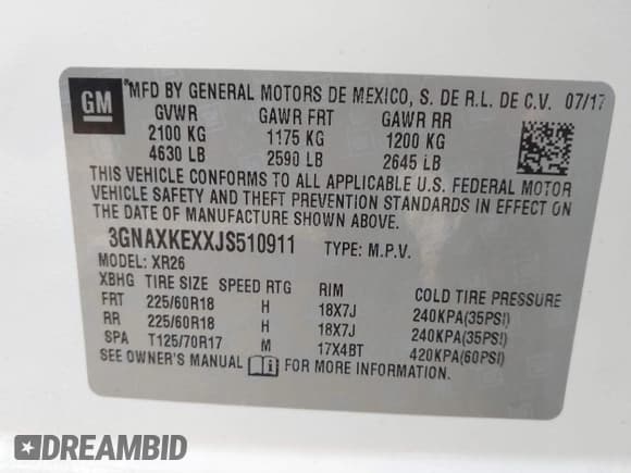 ✅ 2018 Chevrolet Equinox LT • VIN: 3GNAXKEXXJS510911 • Лот: 43114148. Опубликован ранее на IAAI с пробегом 150 218 миль. Бесплатный доступ к архиву аукционных продаж из США и подробный отчёт об истории автомобиля на DreamBid. Изображение 9.