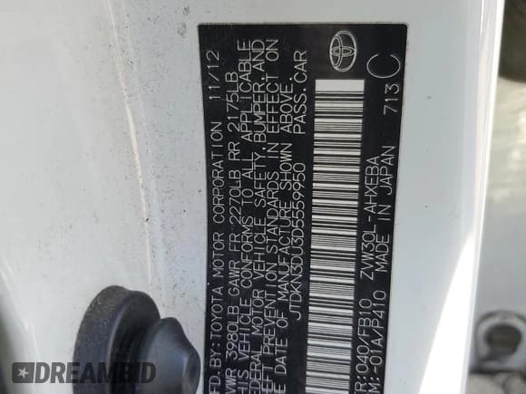 ✅ 2013 Toyota Prius Two • VIN: JTDKN3DU3D5559950 • Lot: 90502305. Wystawiony na Copart z przebiegiem 215 206 mil. Bezpłatny archiwum sprzedaży aukcyjnych z USA i szczegółowy raport historii pojazdu na DreamBid. Zdjęcie 12.