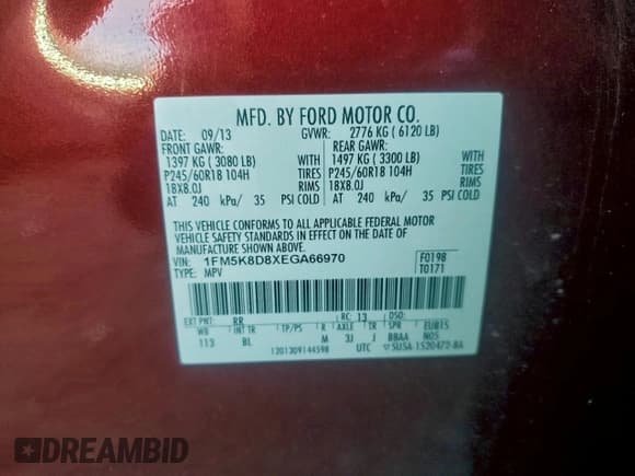 ✅ 2014 Ford Explorer XLT • VIN: 1FM5K8D8XEGA66970 • Lot: 95308525. Wystawiony na Copart z przebiegiem 197 989 mil. Bezpłatny archiwum sprzedaży aukcyjnych z USA i szczegółowy raport historii pojazdu na DreamBid. Zdjęcie 14.