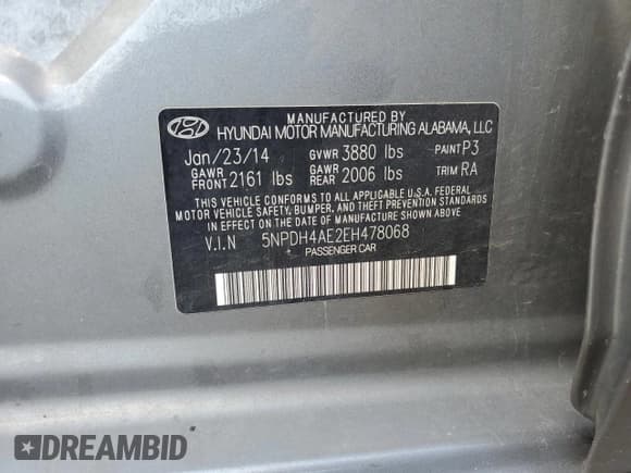 ✅ 2014 Hyundai Elantra SE • VIN: 5NPDH4AE2EH478068 • Lot: 81377195. Listed on Copart with 217,678 mi. Free auction sales archive from the USA and detailed vehicle history report at DreamBid. Image 12.