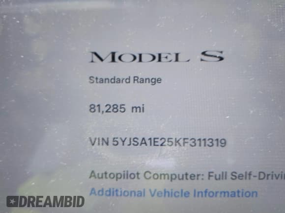 ✅ 2019 Tesla Model S 75D • VIN: 5YJSA1E25KF311319 • Лот: 43009074. Опубликован ранее на IAAI с пробегом 81 285 миль. Бесплатный доступ к архиву аукционных продаж из США и подробный отчёт об истории автомобиля на DreamBid. Изображение 16.