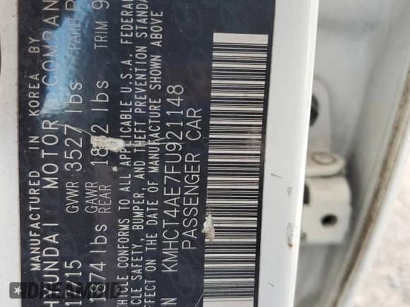 2015 Hyundai Accent GLS с VIN KMHCT4AE7FU921148, выставлен на аукционе Copart как лот 86611045 с пробегом 129 976 миль миль и Списание • Salvage title. История ставок и продаж доступна на DreamBid. Изображение 12.