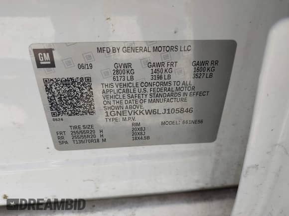 2020 Chevrolet Traverse Premier with VIN 1GNEVKKW6LJ105846, listed as a IAAI auction lot 43315481 with 149,347 mi miles and . Bid and sale history available at DreamBid. Image 9.