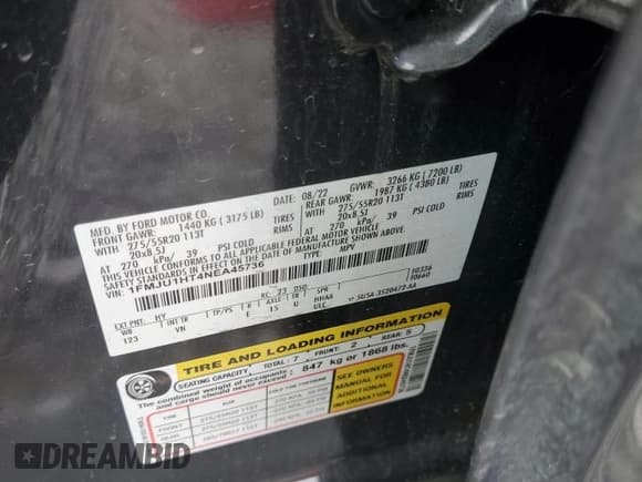 ✅ 2022 Ford Expedition XLT • VIN: 1FMJU1HT4NEA45736 • Lot: 64450785. Listed on Copart with 76,323 mi. Free auction sales archive from the USA and detailed vehicle history report at DreamBid. Image 13.