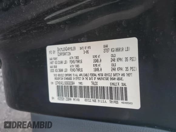 ✅ 2006 Dodge Dakota • VIN: 1D7HE42J16S632364 • Лот: 57611325. Опубликован ранее на Copart с пробегом 187 317 миль. Бесплатный доступ к архиву аукционных продаж из США и подробный отчёт об истории автомобиля на DreamBid. Изображение 12.