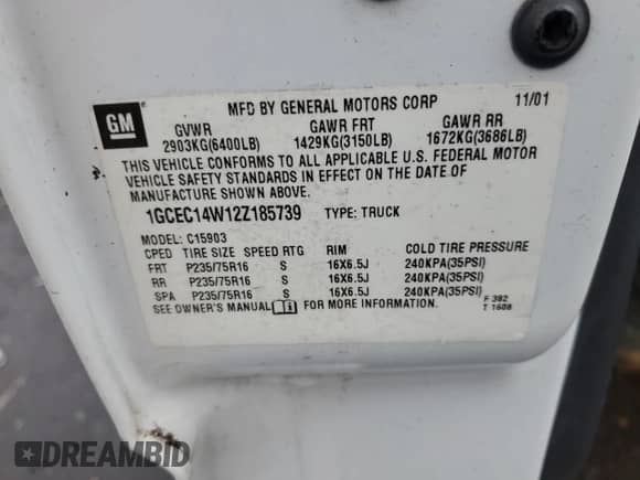 2002 Chevrolet Silverado 1500 z VIN 1GCEC14W12Z185739, wystawiony jako Copart lot #71419234 z przebiegiem 131 034 mil mil oraz Czysty tytuł • Clean title. Historia ofert i sprzedaży dostępna na DreamBid. Obrazek 12.