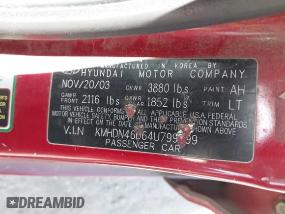 ✅ 2004 Hyundai Elantra GLS • VIN: KMHDN46D64U799099 • Lot: 42465501. Wystawiony na IAAI z przebiegiem 265 436 mil. Bezpłatny archiwum sprzedaży aukcyjnych z USA i szczegółowy raport historii pojazdu na DreamBid. Zdjęcie 9.