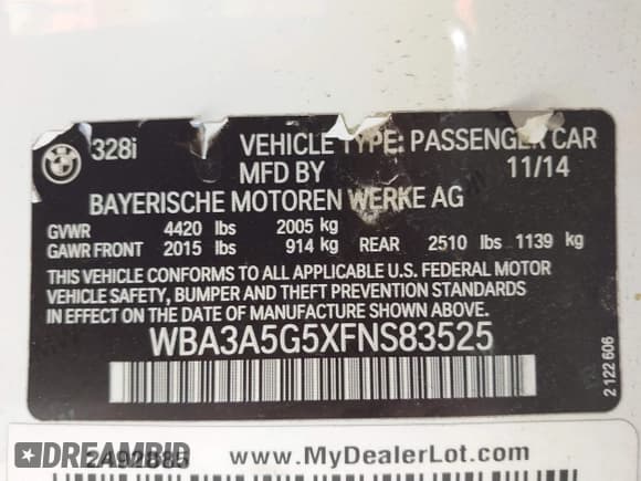 ✅ 2015 BMW 3 Series 328i • VIN: WBA3A5G5XFNS83525 • Лот: 43375955. Опубликован ранее на IAAI с пробегом 140 488 миль. Бесплатный доступ к архиву аукционных продаж из США и подробный отчёт об истории автомобиля на DreamBid. Изображение 9.