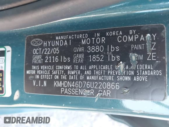 ✅ 2006 Hyundai Elantra GLS • VIN: KMHDN46D76U220866 • Lot: 42689564. Wystawiony na IAAI z przebiegiem 72 397 mil. Bezpłatny archiwum sprzedaży aukcyjnych z USA i szczegółowy raport historii pojazdu na DreamBid. Zdjęcie 9.