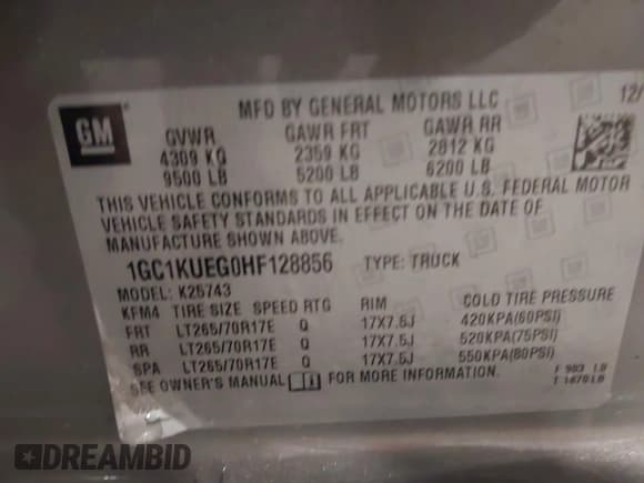 ✅ 2017 Chevrolet Silverado 2500HD Work Truck • VIN: 1GC1KUEG0HF128856 • Lot: 42046701. Listed on IAAI with 200,705 mi. Free auction sales archive from the USA and detailed vehicle history report at DreamBid. Image 9.