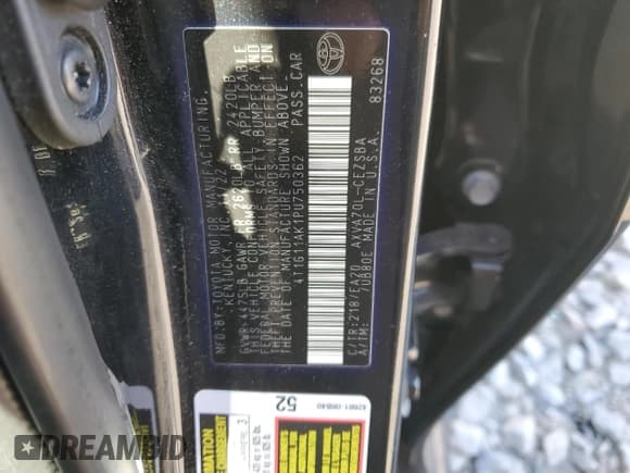 ✅ 2023 Toyota Camry SE • VIN: 4T1G11AK1PU750362 • Lot: 91975105. Wystawiony na Copart z przebiegiem 56 063 mil. Bezpłatny archiwum sprzedaży aukcyjnych z USA i szczegółowy raport historii pojazdu na DreamBid. Zdjęcie 13.