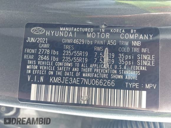 2022 Hyundai Tucson Limited z VIN KM8JE3AE7NU066266, wystawiony jako IAAI lot #43173555 z przebiegiem 76 428 mil mil oraz . Historia ofert i sprzedaży dostępna na DreamBid. Obrazek 9.