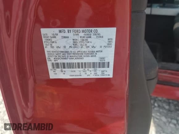 ✅ 2010 Mercury Mariner • VIN: 4M2CN9B71AKJ05093 • Лот: 66484105. Опубликован ранее на Copart с пробегом Не указан. Бесплатный доступ к архиву аукционных продаж из США и подробный отчёт об истории автомобиля на DreamBid. Изображение 13.