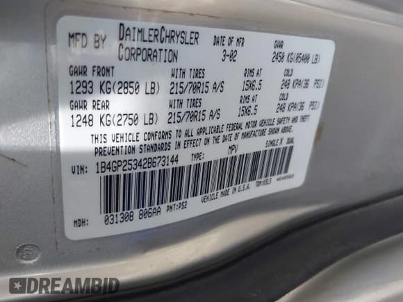 ✅ 2003 Dodge Caravan SE • VIN: 1D4GP25B93B168831 • Lot: 42175933. Wystawiony na IAAI z przebiegiem 103 282 mil. Bezpłatny archiwum sprzedaży aukcyjnych z USA i szczegółowy raport historii pojazdu na DreamBid. Zdjęcie 9.