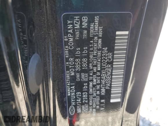 2020 Hyundai Veloster Turbo Ultimate with VIN KMHTH6ABXLU022394, listed as a Copart auction lot 45663435 with Not provided miles and Salvage title. Bid and sale history available at DreamBid. Image 12.