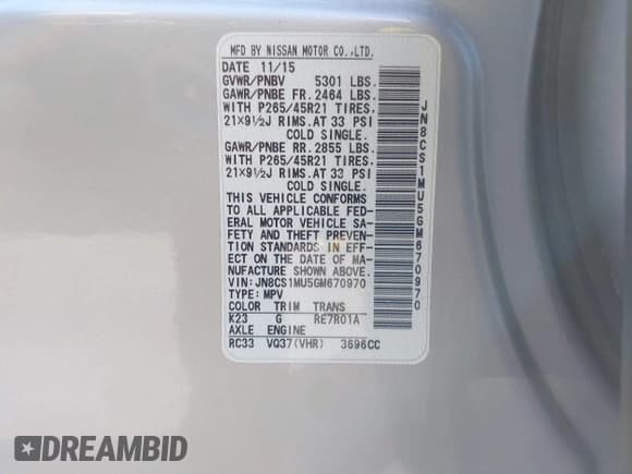 ✅ 2016 Infiniti QX70 • VIN: JN8CS1MU5GM670970 • Lot: 43421444. Listed on IAAI with 34,520 mi. Free auction sales archive from the USA and detailed vehicle history report at DreamBid. Image 9.