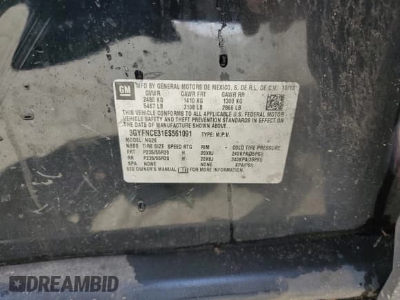 ✅ 2014 Cadillac SRX Performance Collection • VIN: 3GYFNCE31ES561091 • Lot: 60537895. Listed on Copart with Not provided. Free auction sales archive from the USA and detailed vehicle history report at DreamBid. Image 12.