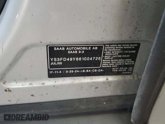 ✅ 2006 Saab 9-3 • VIN: YS3FD49Y661004726 • Lot: 70175594. Wystawiony na Copart z przebiegiem Nie podano. Bezpłatny archiwum sprzedaży aukcyjnych z USA i szczegółowy raport historii pojazdu na DreamBid. Zdjęcie 12.