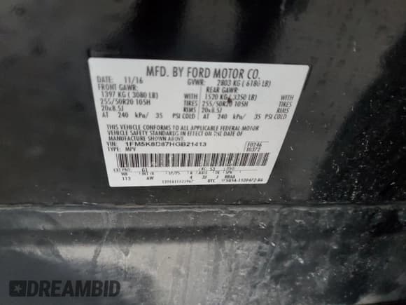 ✅ 2017 Ford Explorer XLT • VIN: 1FM5K8D87HGB21413 • Lot: 85936954. Wystawiony na Copart z przebiegiem 71 427 mil. Bezpłatny archiwum sprzedaży aukcyjnych z USA i szczegółowy raport historii pojazdu na DreamBid. Zdjęcie 13.