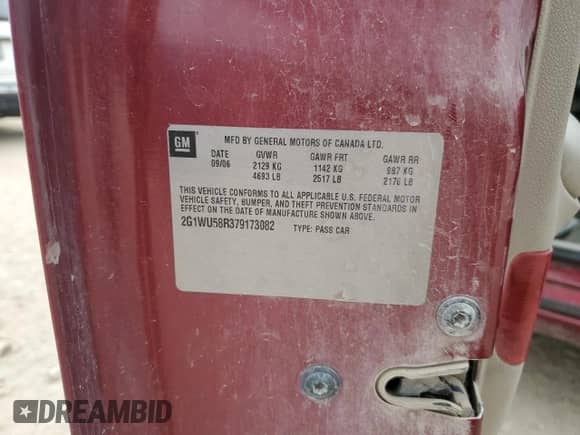 2007 Chevrolet Impala LTZ с VIN 2G1WU58R379173082, выставлен на аукционе Copart как лот 82355235 с пробегом 197 053 миль миль и Списание • Salvage title. История ставок и продаж доступна на DreamBid. Изображение 12.