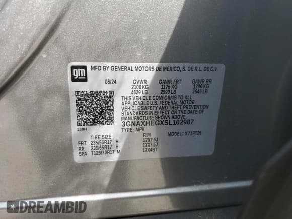 ✅ 2025 Chevrolet Equinox FWD LT • VIN: 3GNAXHEGXSL102987 • Lot: 70040305. Wystawiony na Copart z przebiegiem 17 526 mil. Bezpłatny archiwum sprzedaży aukcyjnych z USA i szczegółowy raport historii pojazdu na DreamBid. Zdjęcie 13.