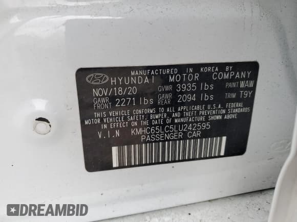 ✅ 2020 Hyundai Ioniq Blue • VIN: KMHC65LC5LU242595 • Lot: 86834314. Wystawiony na Copart z przebiegiem Nie podano. Bezpłatny archiwum sprzedaży aukcyjnych z USA i szczegółowy raport historii pojazdu na DreamBid. Zdjęcie 12.