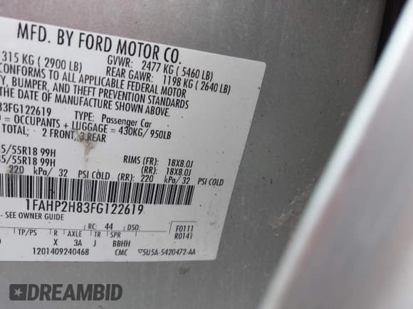 ✅ 2015 Ford Taurus SEL • VIN: 1FAHP2H83FG122619 • Лот: 41351836. Опубликован ранее на IAAI с пробегом 123 883 миль. Бесплатный доступ к архиву аукционных продаж из США и подробный отчёт об истории автомобиля на DreamBid. Изображение 9.