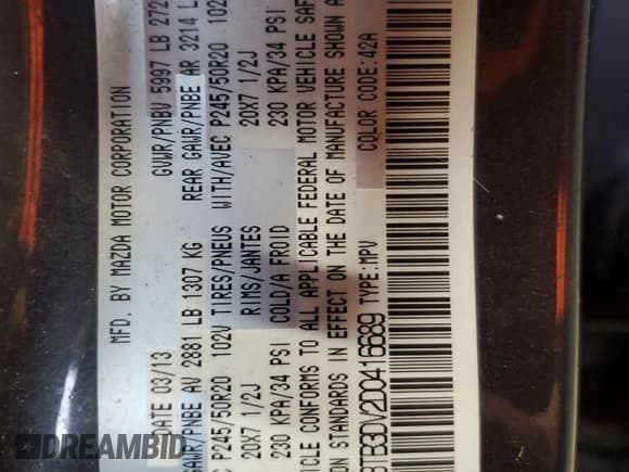 ✅ 2013 Mazda CX-9 Grand Touring • VIN: JM3TB3DV2D0416689 • Lot: 82312745. Wystawiony na Copart z przebiegiem 167 893 mil. Bezpłatny archiwum sprzedaży aukcyjnych z USA i szczegółowy raport historii pojazdu na DreamBid. Zdjęcie 13.