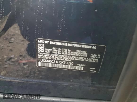 ✅ 2017 BMW X5 xDrive35i • VIN: 5UXKR0C31H0X79830 • Lot: 95322985. Listed on Copart with 165,667 mi. Free auction sales archive from the USA and detailed vehicle history report at DreamBid. Image 13.