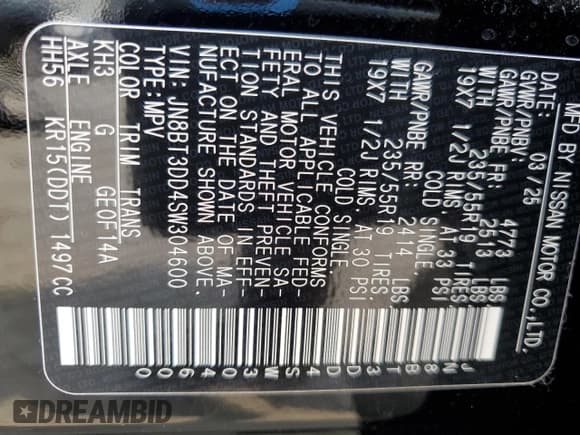 ✅ 2025 Nissan Rogue Platinum • VIN: JN8BT3DD4SW304600 • Lot: 67748615. Listed on Copart with 908 mi. Free auction sales archive from the USA and detailed vehicle history report at DreamBid. Image 14.