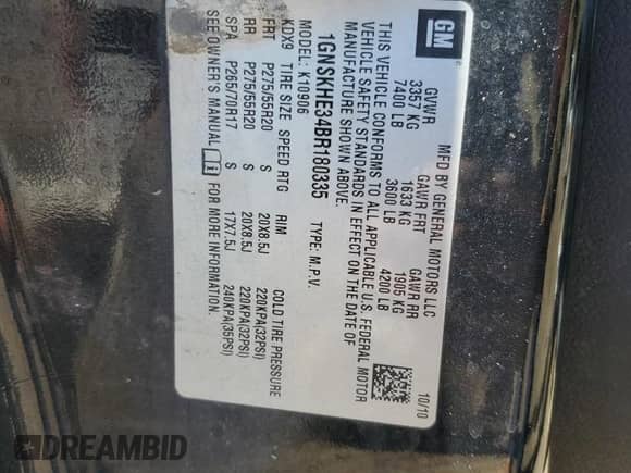 2011 Chevrolet Suburban LS with VIN 1GNSKHE34BR180335, listed as a Copart auction lot 82379145 with 259,352 mi miles and Clean title. Bid and sale history available at DreamBid. Image 13.