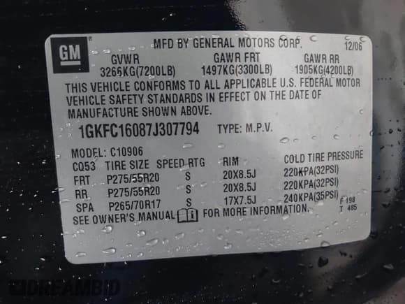 ✅ 2007 GMC Yukon XL SLT • VIN: 1GKFC16087J307794 • Lot: 42111880. Listed on IAAI with 349,480 mi. Free auction sales archive from the USA and detailed vehicle history report at DreamBid. Image 9.